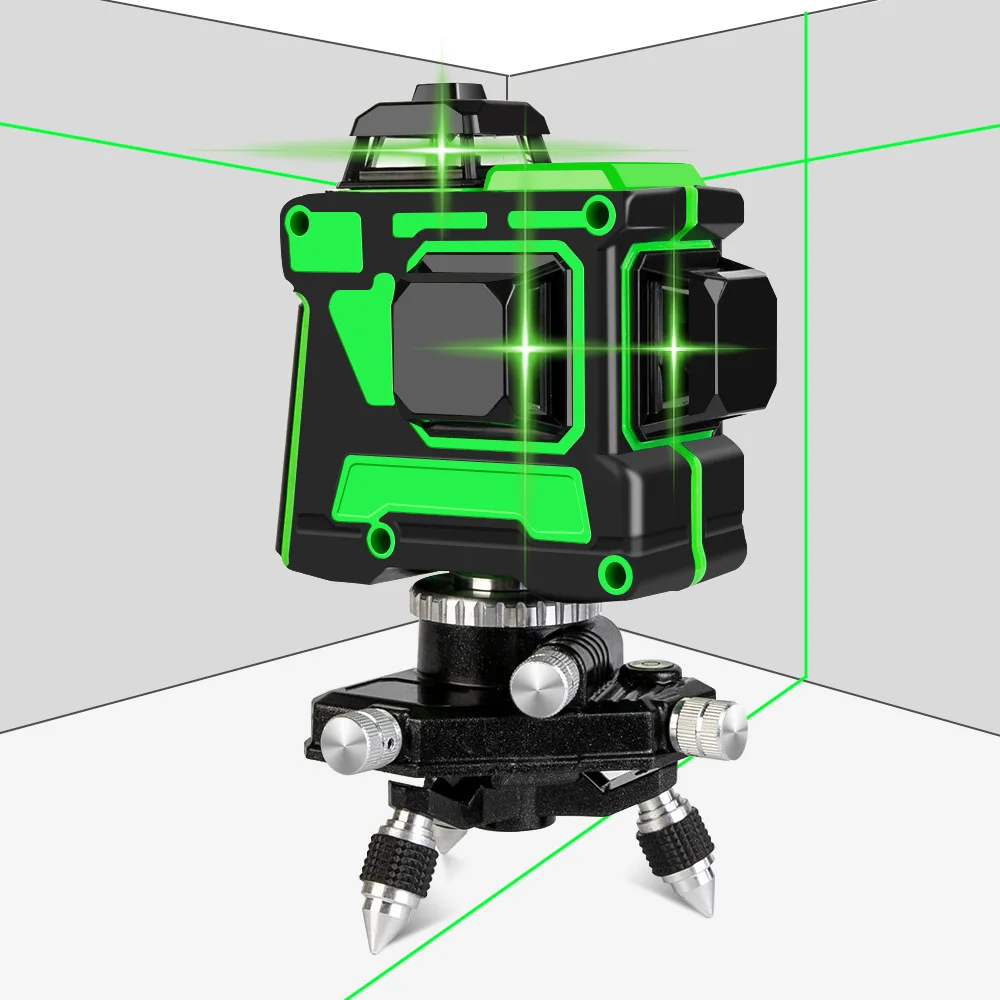 

Glistening Green 12 Line Laser Level Fully Automatic Leveling Remote Control-3D Wall-sticking Instrument Infrared High Precision