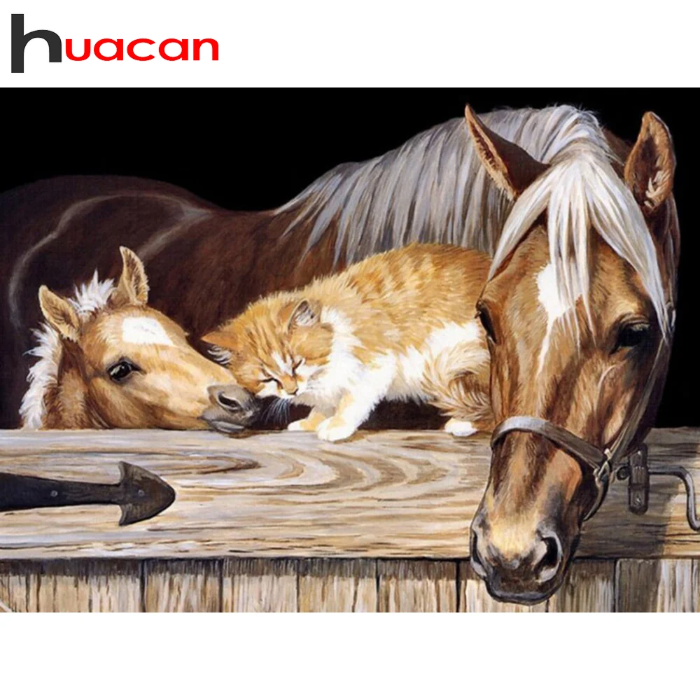Huacan aлмазная вышивка распродажа полная выкладка животные 5д картина стразами