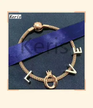 

High Quality 1:1 100% Silver Rose Gold Letter String Bracelet Free Of Charge