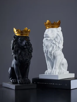 

Nayachic Nordic Art Crown Lion Statue Modern style Living Room TV Cabinet Bookcase Desktop Home Decorations