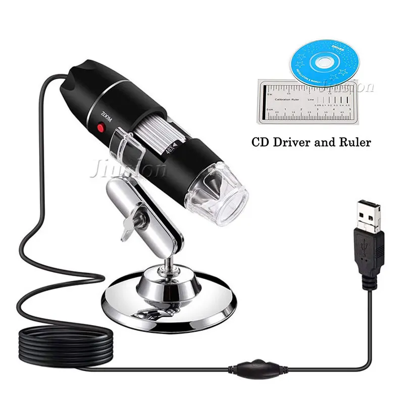 USB цифровой микроскоп 500X-1600X зум 8 светодиодный светильник мини камера Лупа Инспекционная камера эндоскоп домашняя школа стерео микроскопы - Цвет: Plus Stand