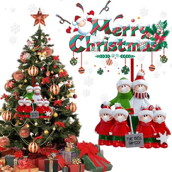 

Resin face mask snowman Christmas hanging pendant without pen (3/4/5/6 family) resin personalized snow shovel home decoration F4