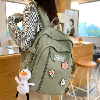 

DCIMOR New Multi-pocket Waterproof Nylon Women Backpack Female Badge Schoolbag for Teenage girl Insert Buckle Travel Bag Mochila