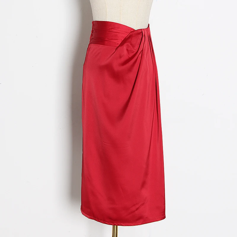 VGH нерегулярные женские юбки с разрезом по бокам, высокая талия, асимметричная, с рюшами, винтажная юбка миди для женщин, мода, одежда