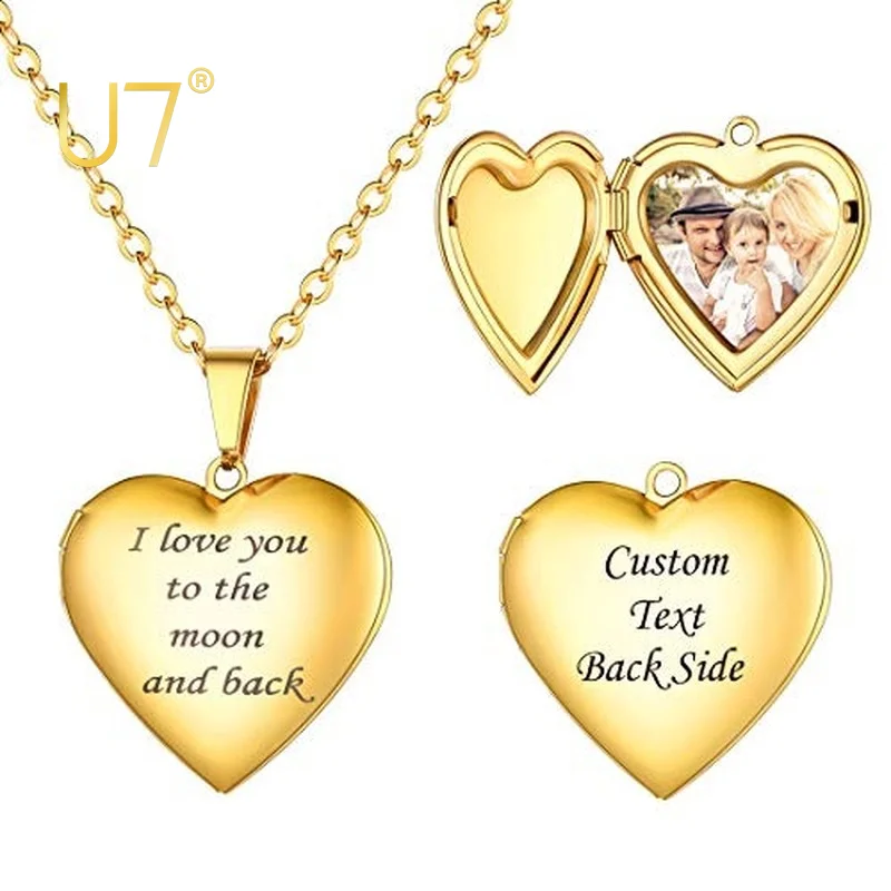 U7 Locket Necklace Custom Photo  Jewelry I Love You to the Moon and Back Pendant Heart открытка love you to the moon