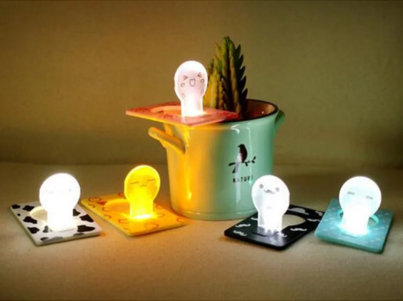

card size foldable 1 Pcs LED Night light Credit Pocket Lights Portable Cool Children's Lamp Decoration House