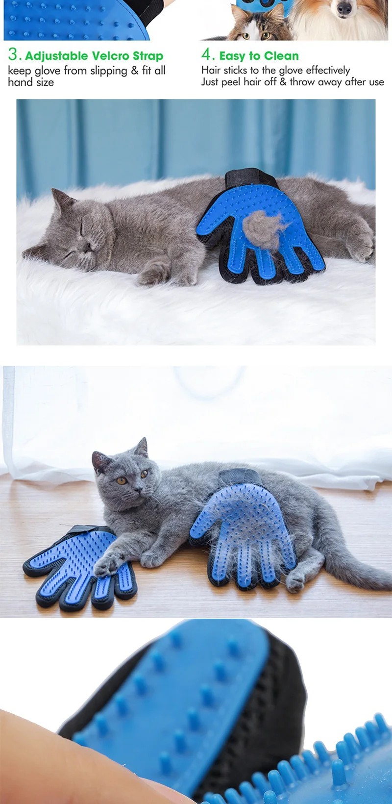 Перчатки для ухода за домашними животными для кошек шерстяные перчатки щетка для удаления волос для домашних животных расческа перчатка для домашних животных Массажная расческа для собак перчатка для животных