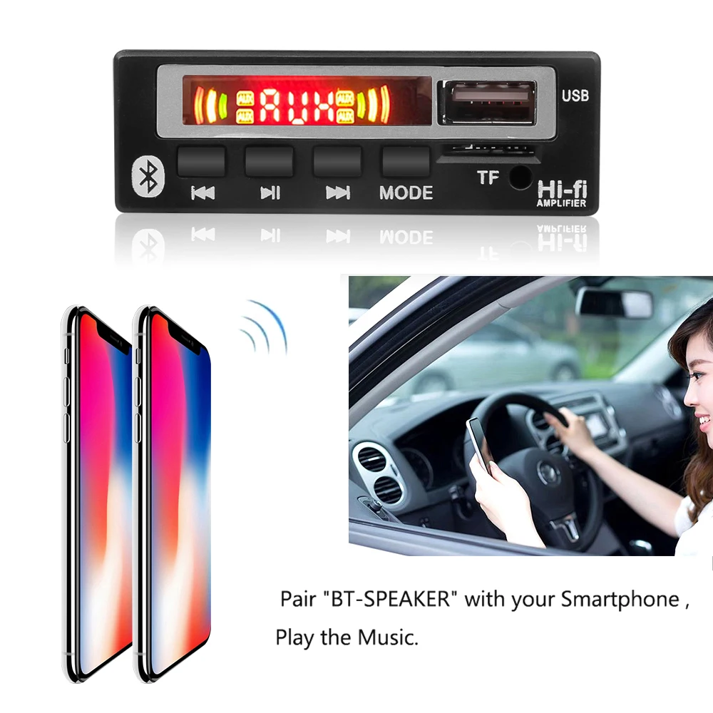 Аудио декодер Kebidu в машину беспроводной с ДУ USB TF FM Bluetooth 5 В 12 MP3 WMA|MP3-плееры| |