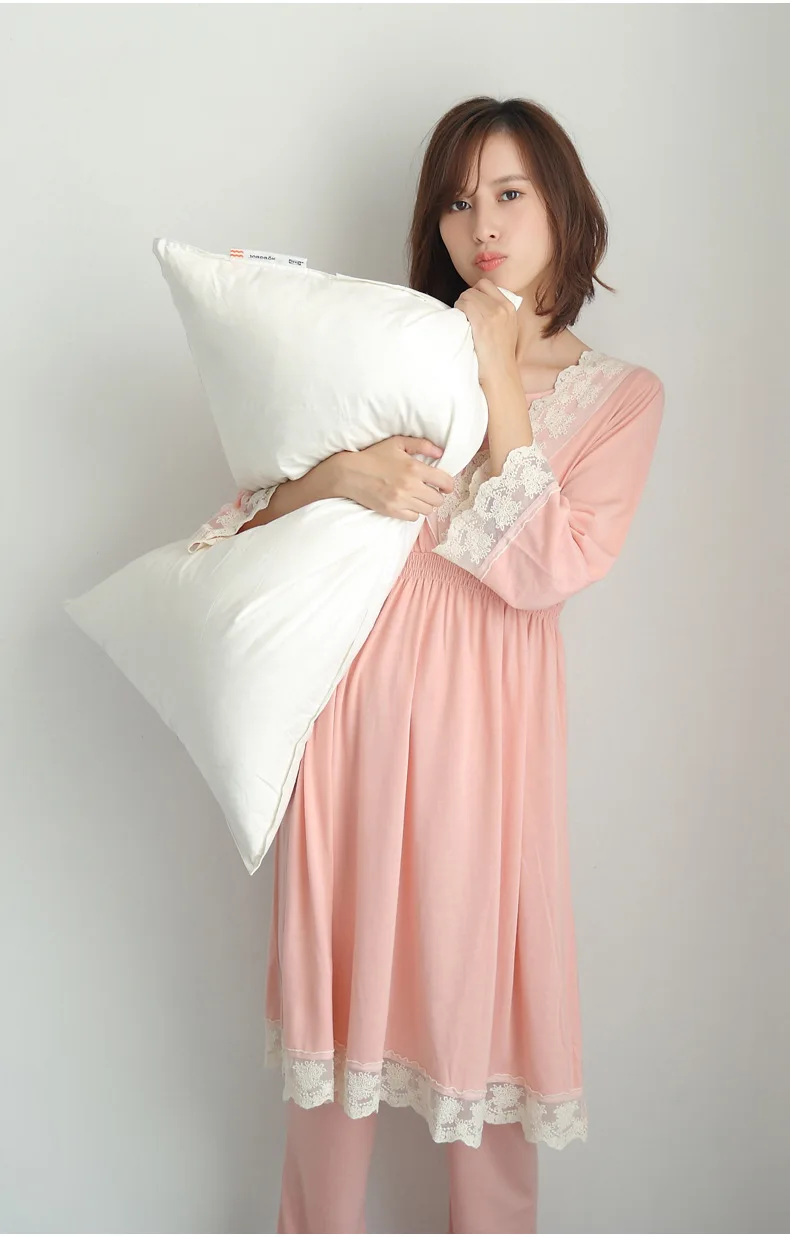Весна осень 2 шт пижамы для беременных, кормящих грудью Хлопок Грудное вскармливание одежда для сна круживное для биременных Ночная сорочка для беременных