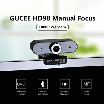 

GUCEE HD 1080P Webcam Manual Focus Computer Camera Built-in Microphone Drive-free Camera for PC Laptop Black Online Conference
