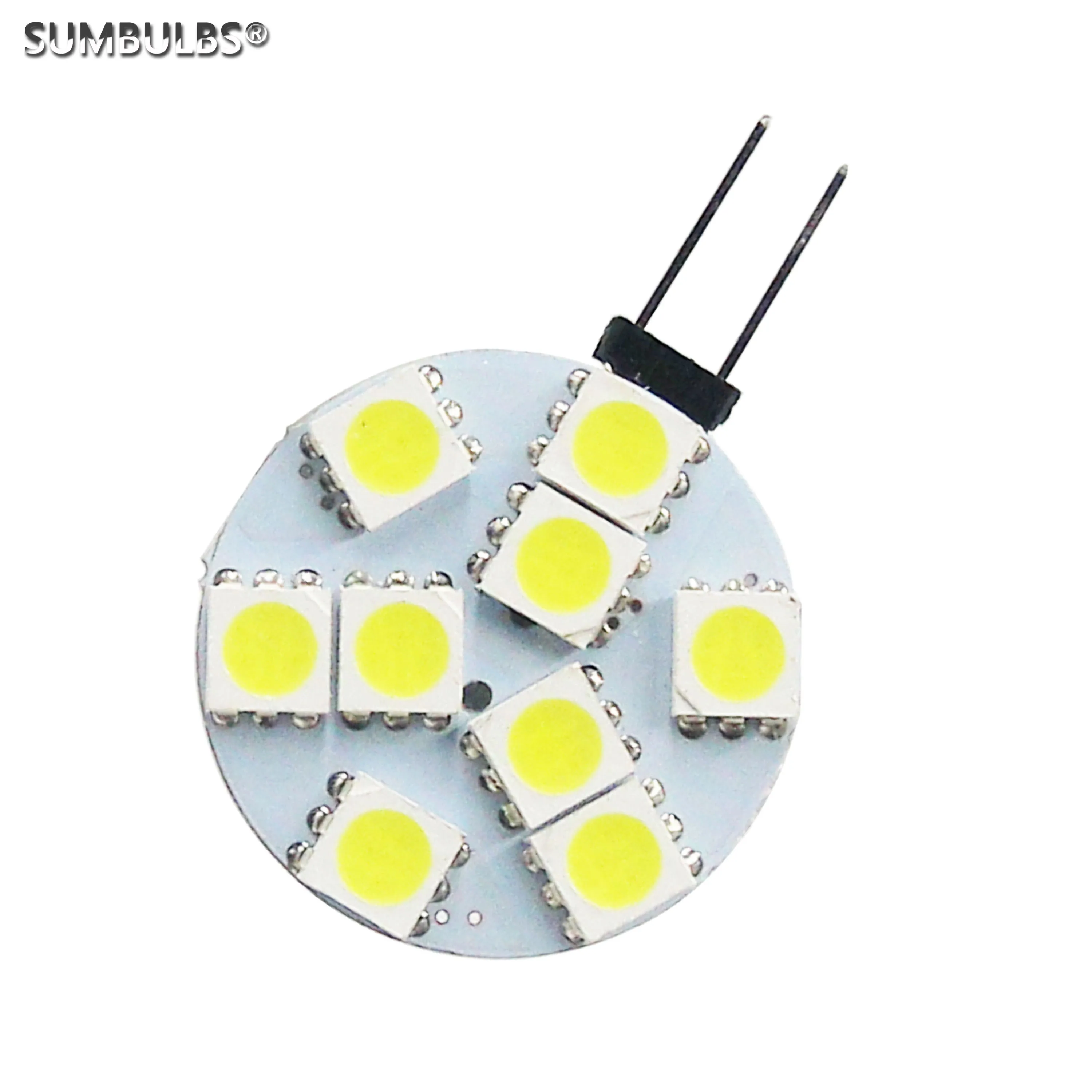 

SUMBULBS 2PCS/Lot On DC 12V Input 5050 SMD LED Chips Bulb 1.8W G4 Socket 9 Warm Cold White Lamp 3000K 6500K