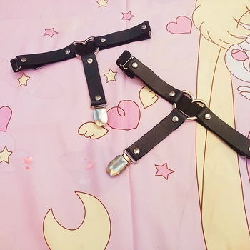 

2pcs Women Sexy Heart Leg Garter Belt Anti-Slip Clips Elastic Punk Harajuku Harness High Quality Elastic Thigh Ring Garter
