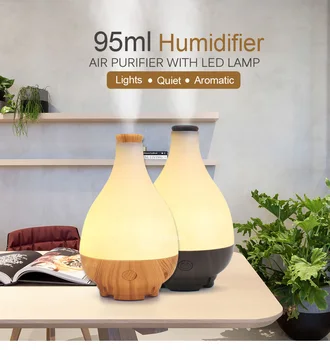 

95ML USB Mini Wooden Air Purifier Aromatherapy Humidifier Aroma Diffuser Essential Oil Diffuser Color Changing LED Touch Switch