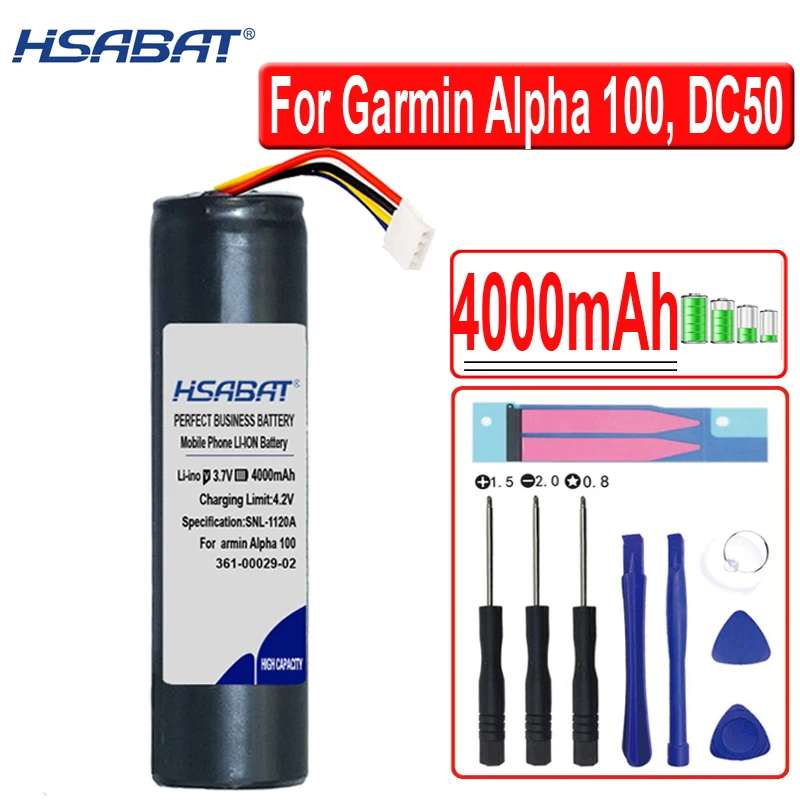 Аккумулятор HSABAT 4000 мА · ч 361-00029-02 для устройств Garmin Alpha 100 DC50 GAA002 GAA003 GAA004 T5 TT10 |