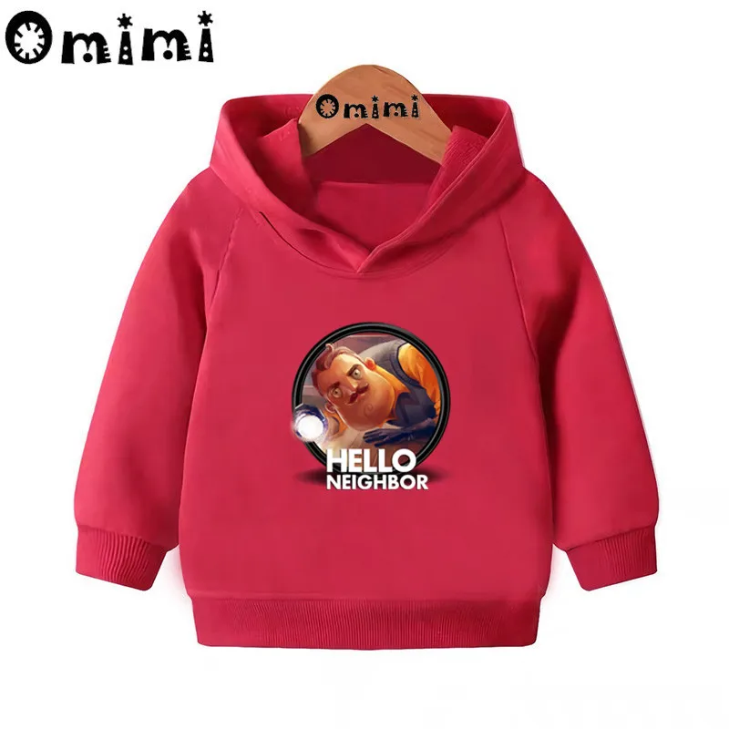 Детские свитшоты с героями мультфильмов «Hello neighor»; детские толстовки с капюшоном; крутой пуловер для малышей; топы для девочек и мальчиков; осенняя одежда; KMT5225