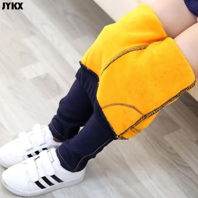 Children Girls Boys Winter Jeans Stretch Cashmere Pants