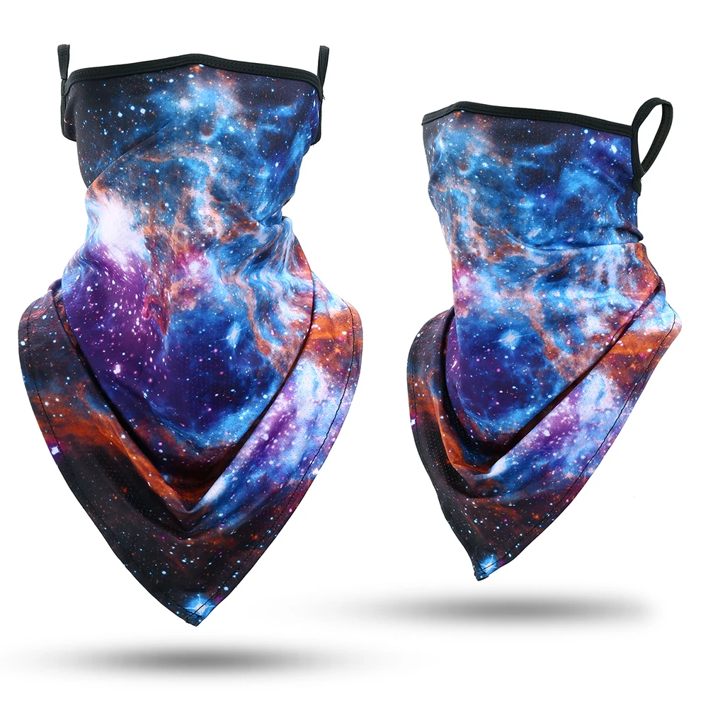 mens infinity scarf 3D Galaxy Scarf Triangle Bandana Tube Neck Gaiter Scarves Hanging Ear Cover Breathable Absorb Sweat Headband Men Women Summer mens head wrap bandana