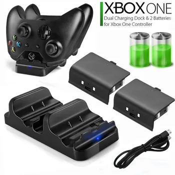 

Fast Charger for XBOX ONE Controller Dual Charging Dock Charger + 2pcs Rechargeable XBOX ONE Controller Battery Stander