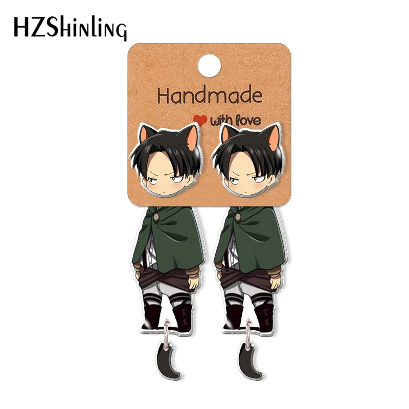 Cartoon Attack on Titan Levi Acrylic Clip Earrings Stud Resin Epoxys Ear Jewelry | Украшения и аксессуары
