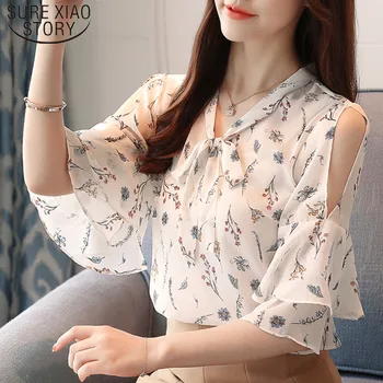 

2020 Ladies Blouse Print Short Sleeve Chiffon Clothes Casual Women Clothing Summer Tops for Women Tops Blusa Feminina 8850 50