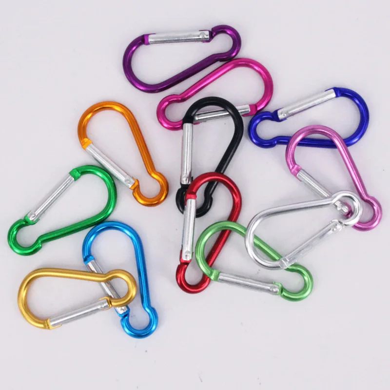 20PCS Random Color 20 шт. Алюминиевый карабин, брелок для ключей, клипса для кемпинга, карабин, пряжка для бутылки воды, аксессуары для путешествий, альпинизма, новинка - Цвет: 20PCS Random Color