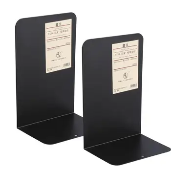 

1 Pair Metal Bookend Heavy Duty And Decorative Modern Design With Non-Skid Base Bookends Iron Support Holder(Black)