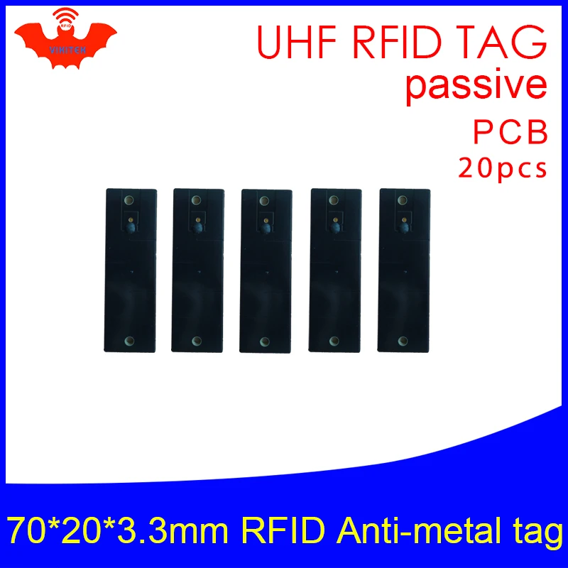 

UHF RFID metal tag 915m 868m EPC 20pcs free shipping fixed-assets management 70*20*3.3mm long distance PCB passive RFID tags