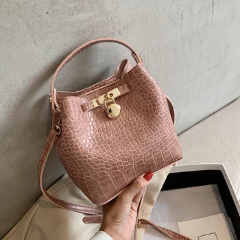 

Solid Color PU Leather Small Bucket Bags for Women 2020 Branded Shoulder Handbags Trend Hand Bag Designer Crossbody Bag 2pcs Set
