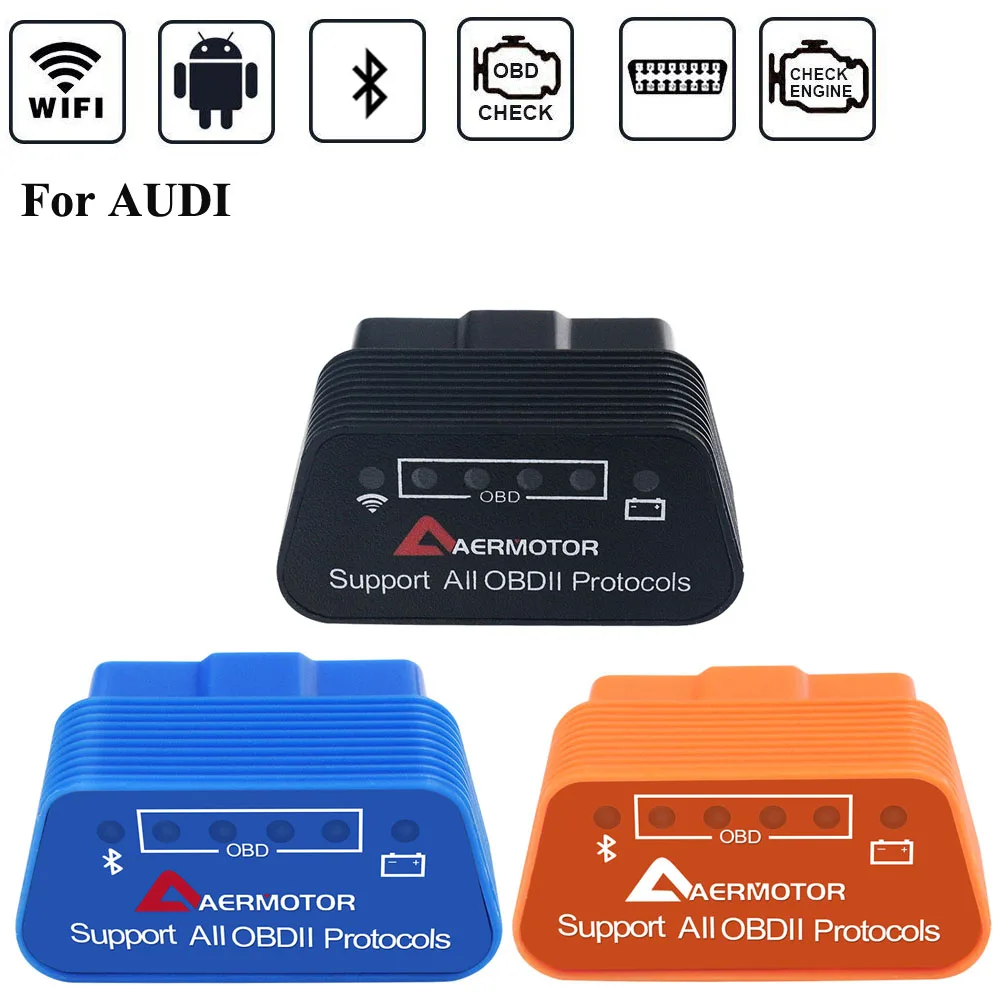 OBD2 сканер штрих-код ридер для Audi A6 C6 A1 A3 8P A4 B8 A5 A7 A8 Q5 Q7 OBD 2 Bluetooth Wifi ELM327 Авто