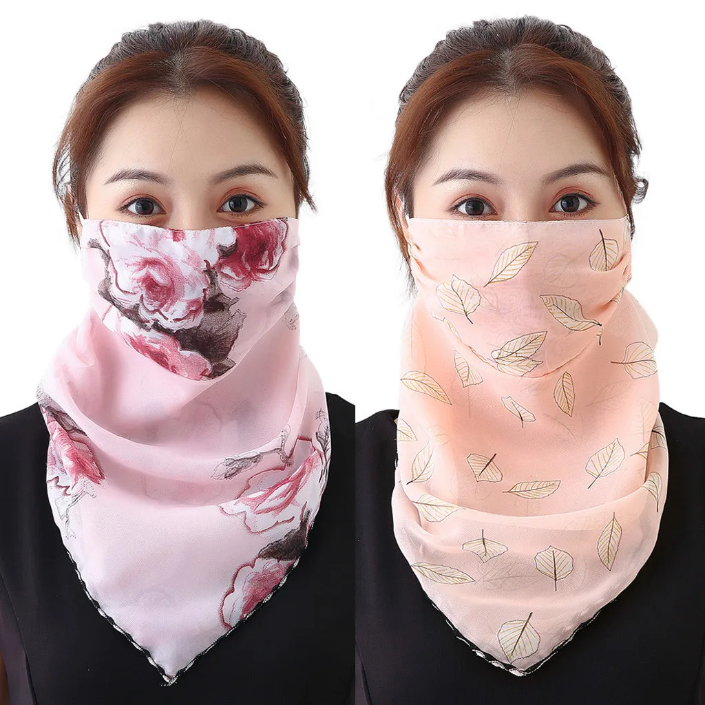25 Summer Scarf 2021 2 Pack Women Sun Chiffon Neck Gaiter Sun Proof