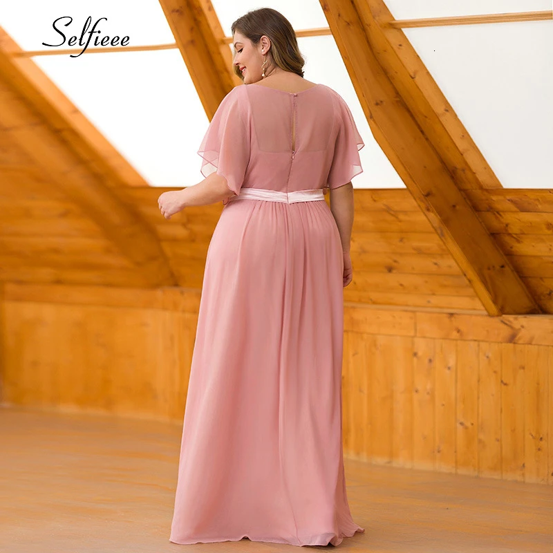 Элегантное Mauve Maxi платье, расшитое бисером, а-силуэт, v-образный вырез, короткий рукав, простое шифоновое женское летнее платье, вечерние платья, Vestidos De Festa