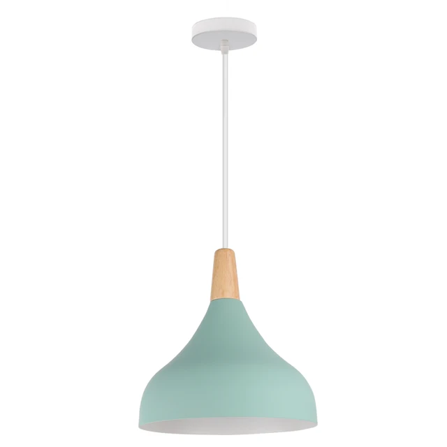 Modern Nordic Simple Wood Pendant Lights LED Hanging Lamp Colorful Aluminum Fixture Kitchen Island Bar Hotel Home Decor E27 Green