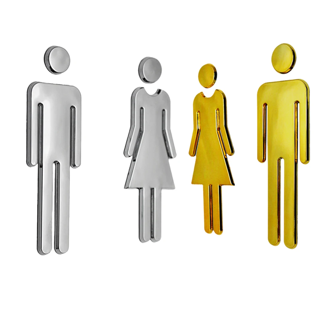 4Pcs Toilet/Loo/Bathroom/Restroom/WC Sings Door Wall Signage Plaque MAN & WOMAN Set