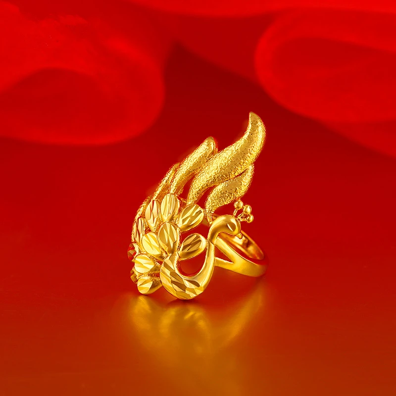 

Elegant Phoenix Finger Rings Yellow Gold Filled Bridal Ring Womens Vintage Rings