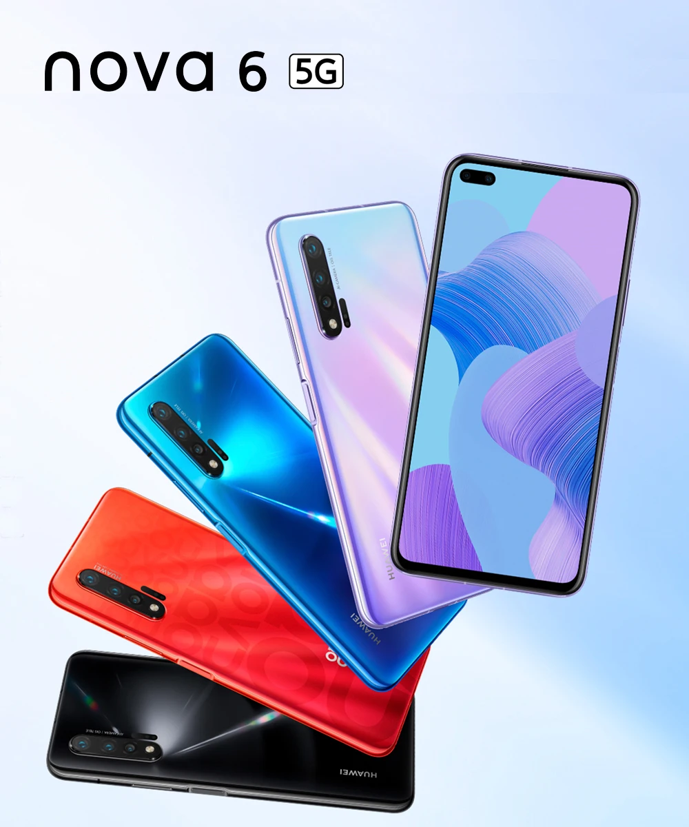 Huawei NOVA 6 5G Смартфон NFC 8 Гб 128 ГБ 40 Вт Супер зарядка Kirin 990 40MP камера мобильный телефон Google Play 4200 мАч 6,57 дюймов
