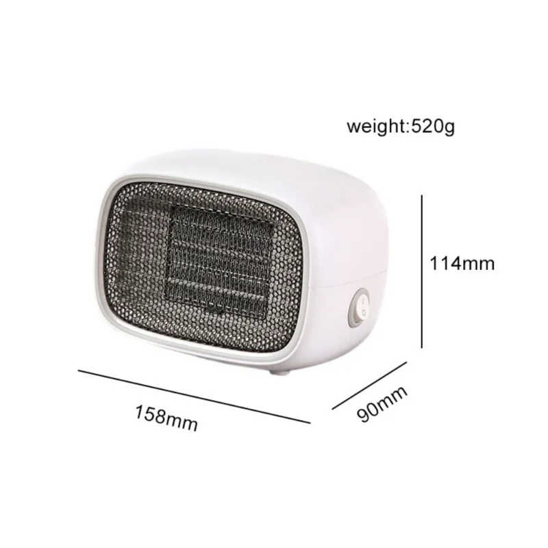 500W Mini Electric Space Heaters Desktop Winter Warmer Fan With PTC Heating Element Over-Heat Protection For Room Office Floor