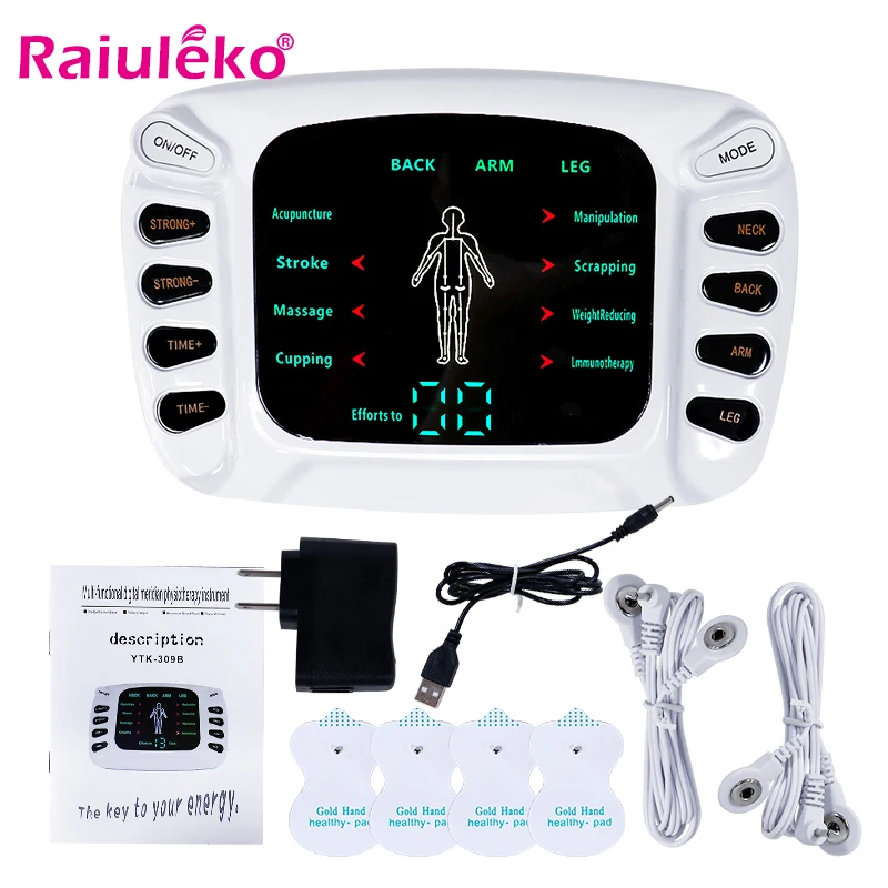Dual Output Tens Acupuncture Electric Therapy Massager EMS Muscle Stimulator 8 Modes Meridian