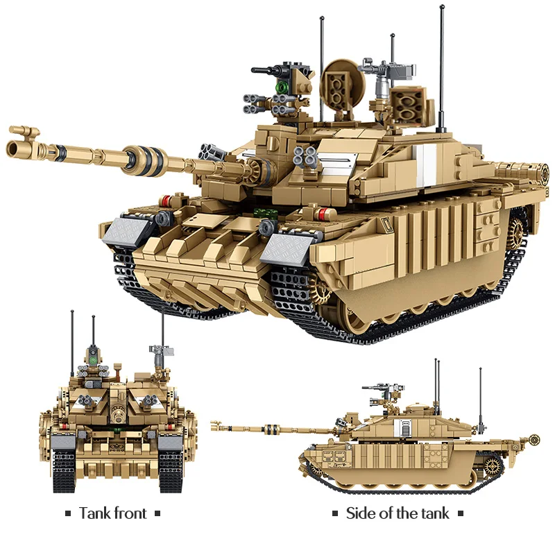  1687PCS Military Challenger 2 Main Battle Tank Model Building Blocks For Legoingly WW2 Army Soldier