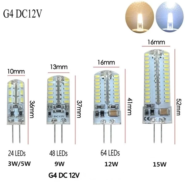 G4 Led Bulb AC/DC12-24V Warm/Cold/Natural White 3W 10LED/5W 20LED Energy  Saving Silicone Light 360 degrees Replace Halogen Lamp