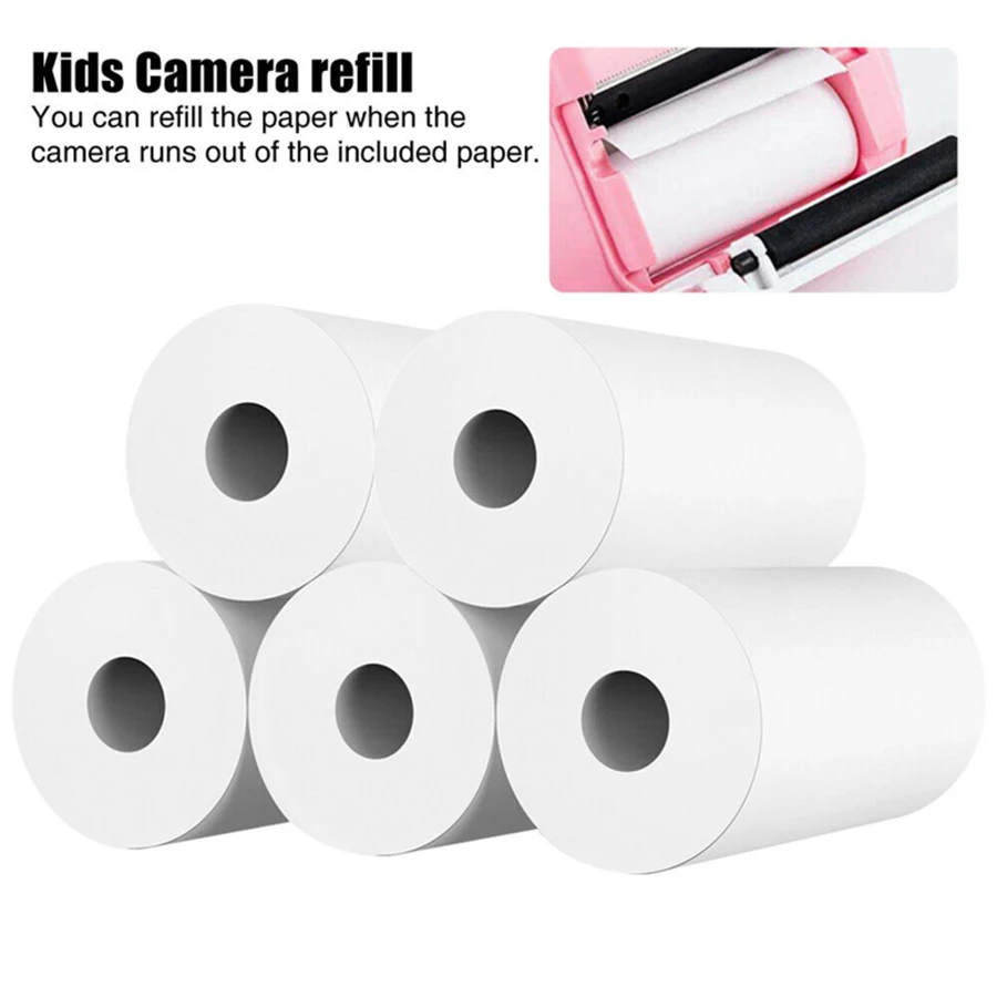 

White Thermal Paper 5rolls/lot 57*30mm Children Camera Instant Print Kids Camera Printing Paper Replacement Accessories Parts