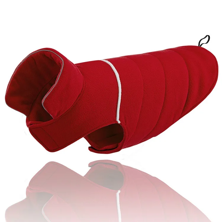 Флисовая одежда для собак зимнее теплое пальто куртка для домашних животных Светоотражающая Одежда для собак жилет для маленьких средних больших собак Двусторонняя одежда - Цвет: Красный