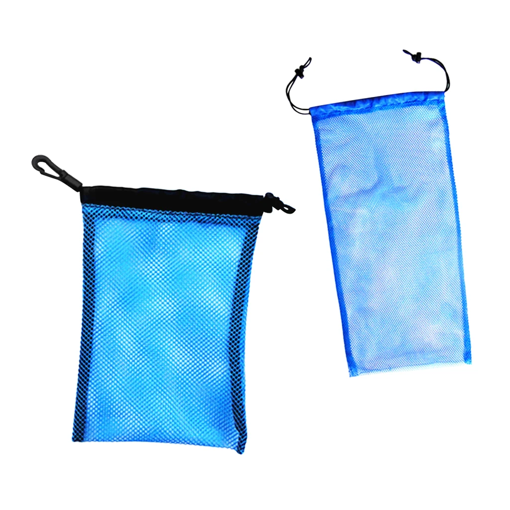 2 Pieces (2 Size) Heavy Duty Strong Mesh Storage Pouch Travel Bag for Scuba Dive Snorkel Swim Mask Gear Equipment Accessories