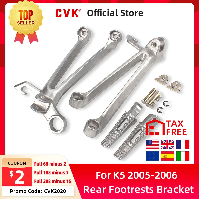 Rear Passenger Foot Pegs – Black Aluminum Fit Suzuki GSXR1000 2005-2006 Models