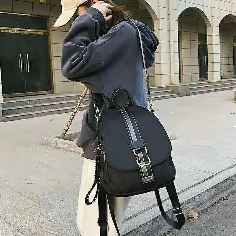 

New Arrival Oxford Cloth Backpack Fashion Large Capacity Schoolbag Portable Casual Dual Use Crossbody Bag Waterproof Solid Color