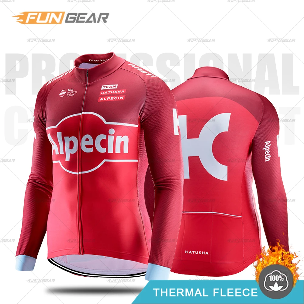 

Alpecin Winter Cycling Jersey 2020 Pro Team Uninform Mens Long Sleeve Shirts Thermal Fleece Cycling Clothes Keep Warm Clothing