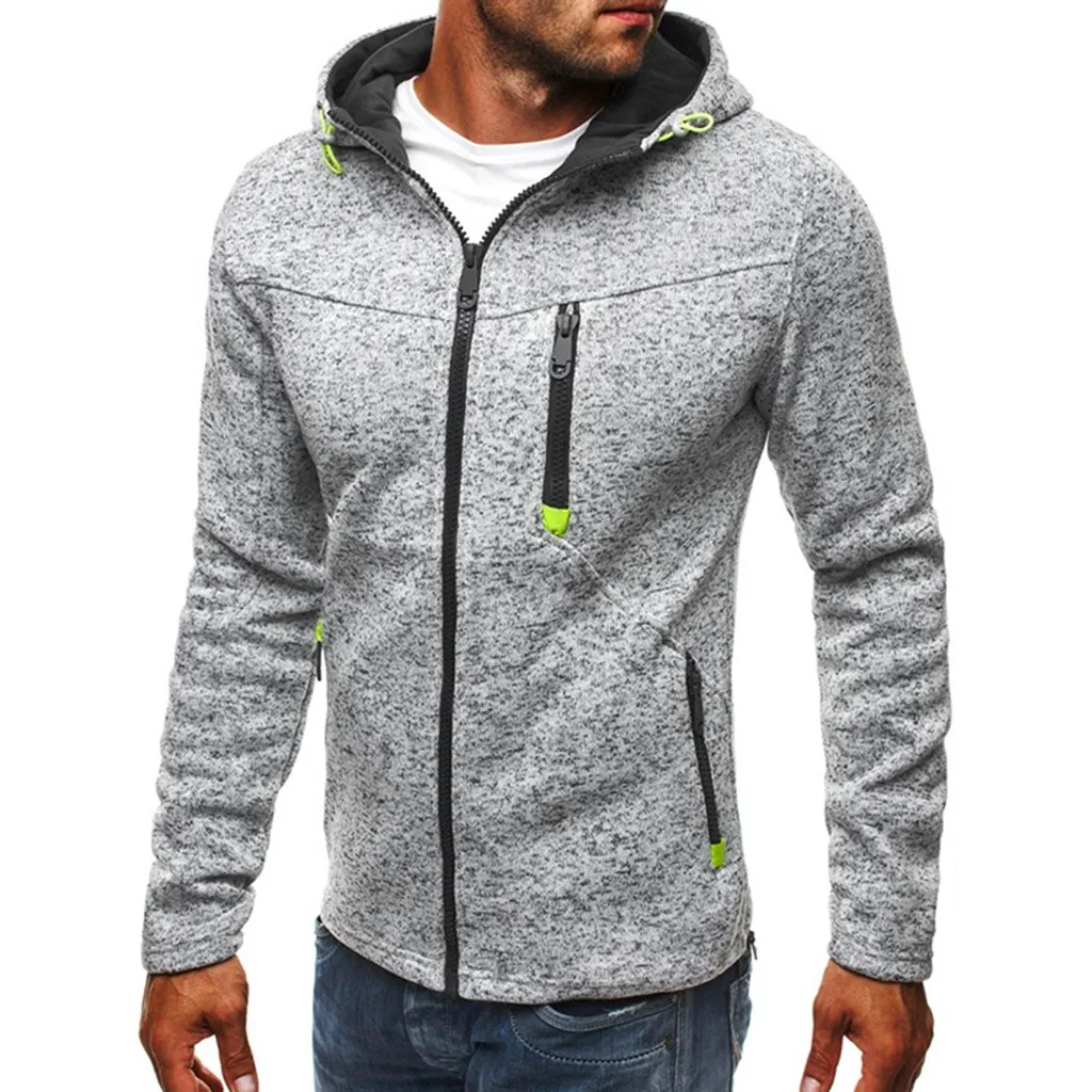 Men Sports Casual Wear Zipper Fashion Tide Jacquard Hoodies Fleece Jacket Fall Sweatshirts Autumn Winter Coat