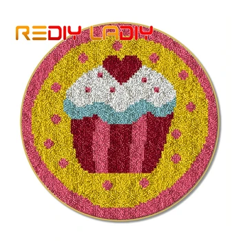 

Latch Hook Rug Kits DIY Crocheting Carpet Rug Ice Cream Acrylic Yarn Pre-Printed Canvas Cushion Mat Crochet Wall Tapestry Crafts