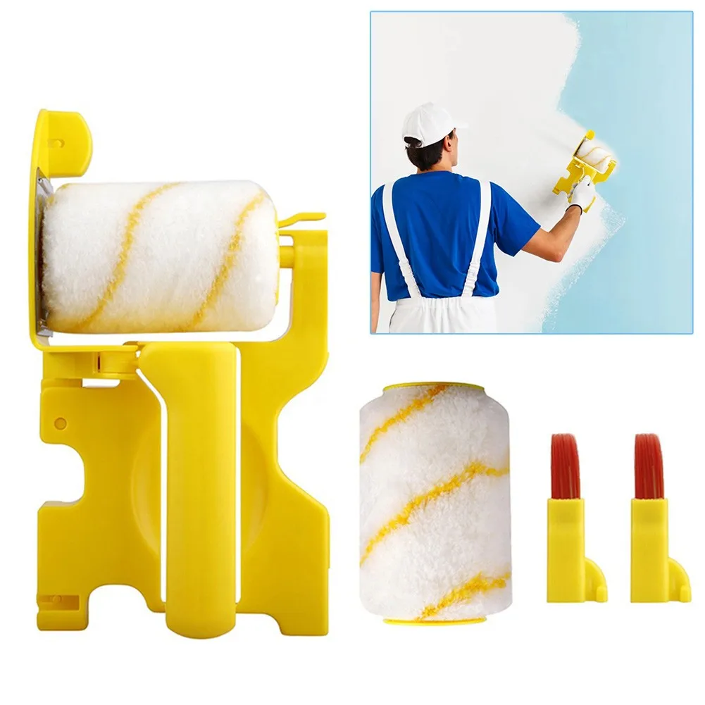 5pcs/set Multifunctional Clean-Cut Paint Edger Roller Brush Safe Tool For Wall Ceiling Yellow Hand-held Home Room Indoor Outdoor roller brushes