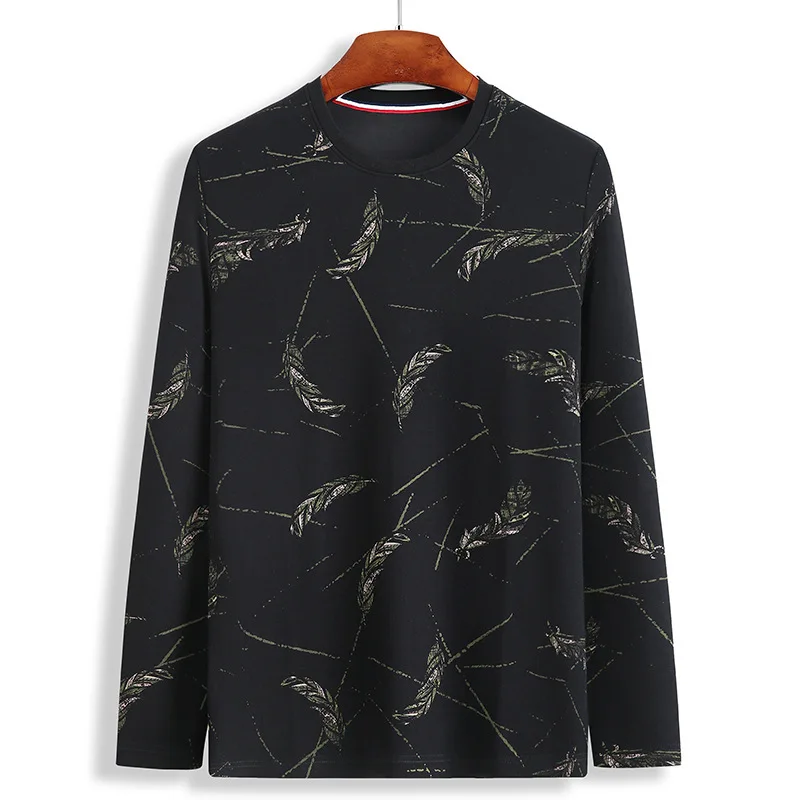

2020 Plus Fat plus Size T Shirt Male Long Sleeve Fat Man Pack Round Neck Fat Sports Top Loose Trend