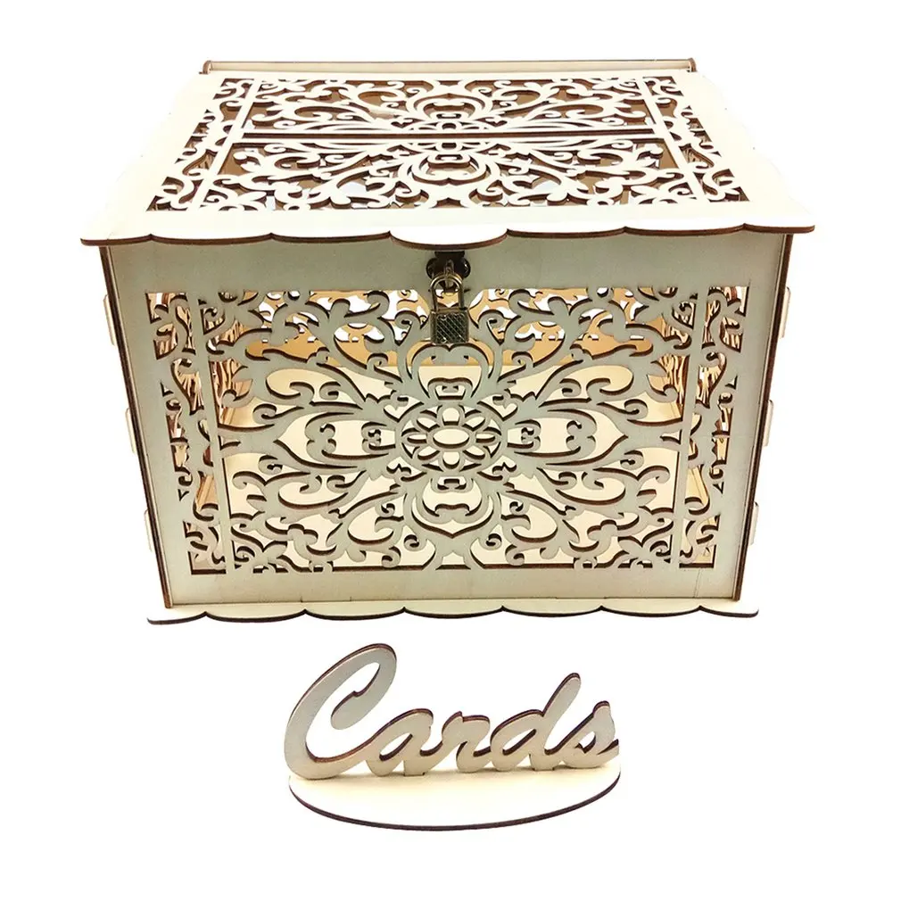 Diy Rustic Wedding Card Box With Lock And Card Sign Wooden Gift Card Box Money Box Birthday Graduation Party Decorations Wedding Card Boxes Aliexpress